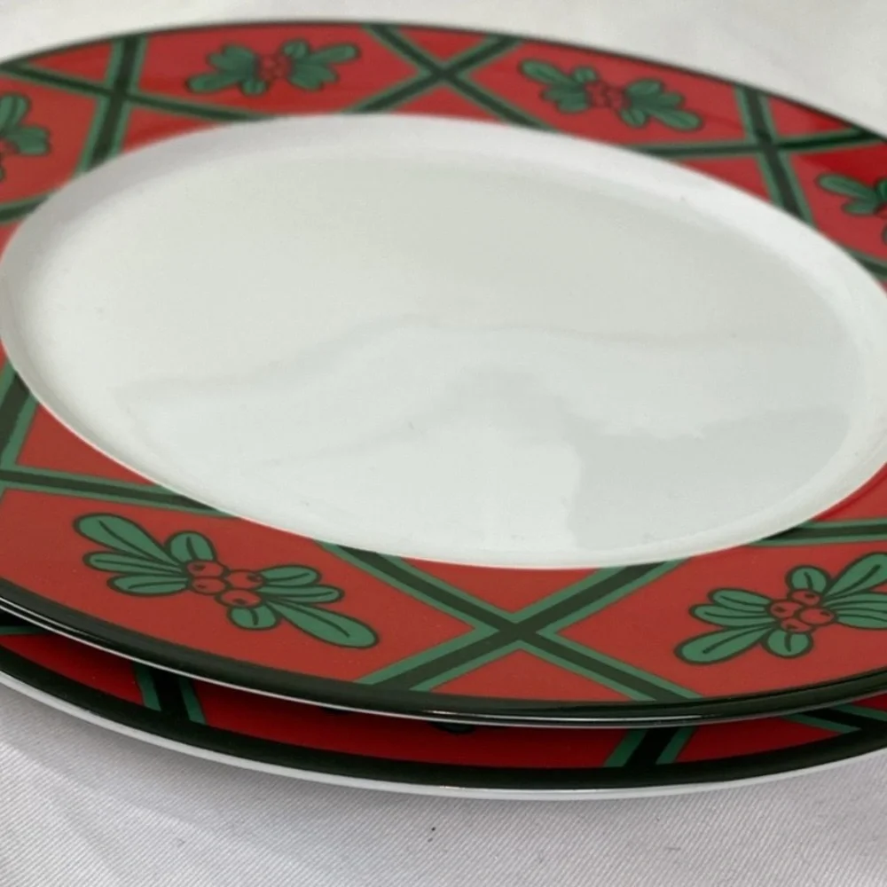 Set of 2 (two) Vintage Christmas IKEA dinner plates made in Portugal